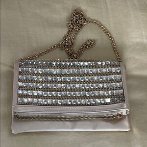 Elegant Cream mirrors Chain Clutch crossbody
